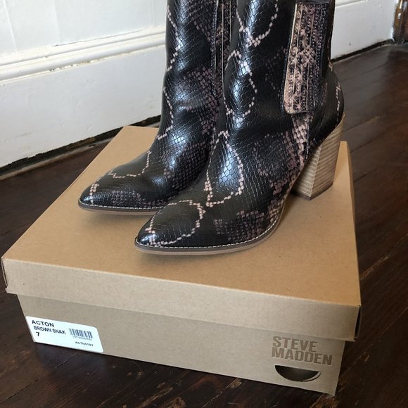 Steve Madden Acton Boot Snake Print 